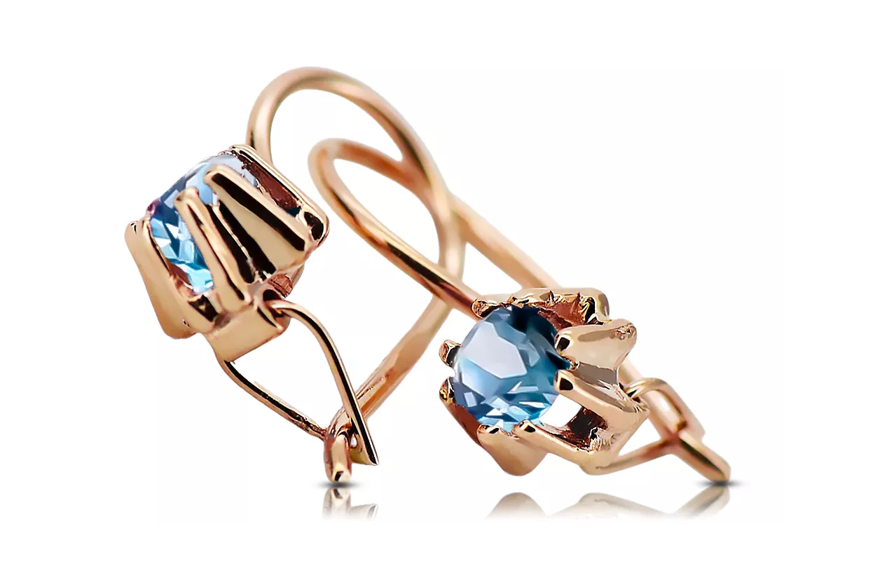 Vintage style Earrings Aquamarine Original Vintage 14K Rose Gold vec053r Vintage style Earrings Aquamarine Original Vintage 14K Rose Gold vec053r